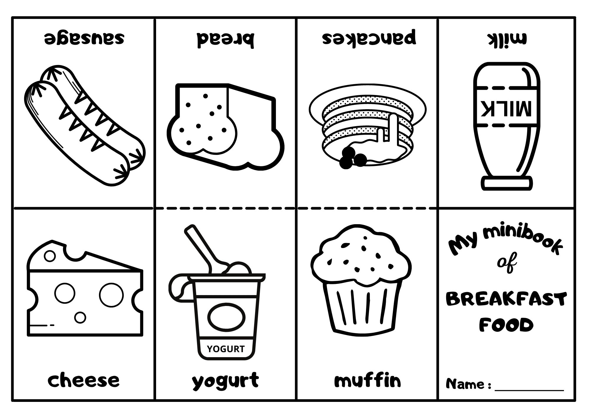 Breakfast Food Mini Coloring Book 2 - Ezpzlearn.com